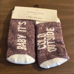Lane Bryant Maroon and White Slipper Socks Baby It’s Cold Outside
